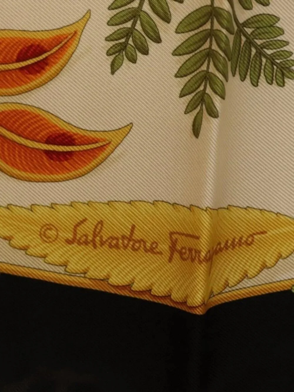 Salvatore Ferragamo Scarf Silk Black Auth 174683A